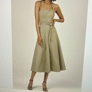 Nicholas Sage green zip up halter dress / waist 13”